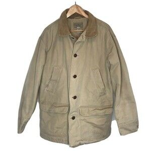 Vintage  LL Bean XL Canvas Barn chore Field work Coat Jacket Sz Tan Quilted
